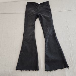 Free People Jeans Womens 26 Black Denim Stretch Pullon Flared Bellbottom Frayed